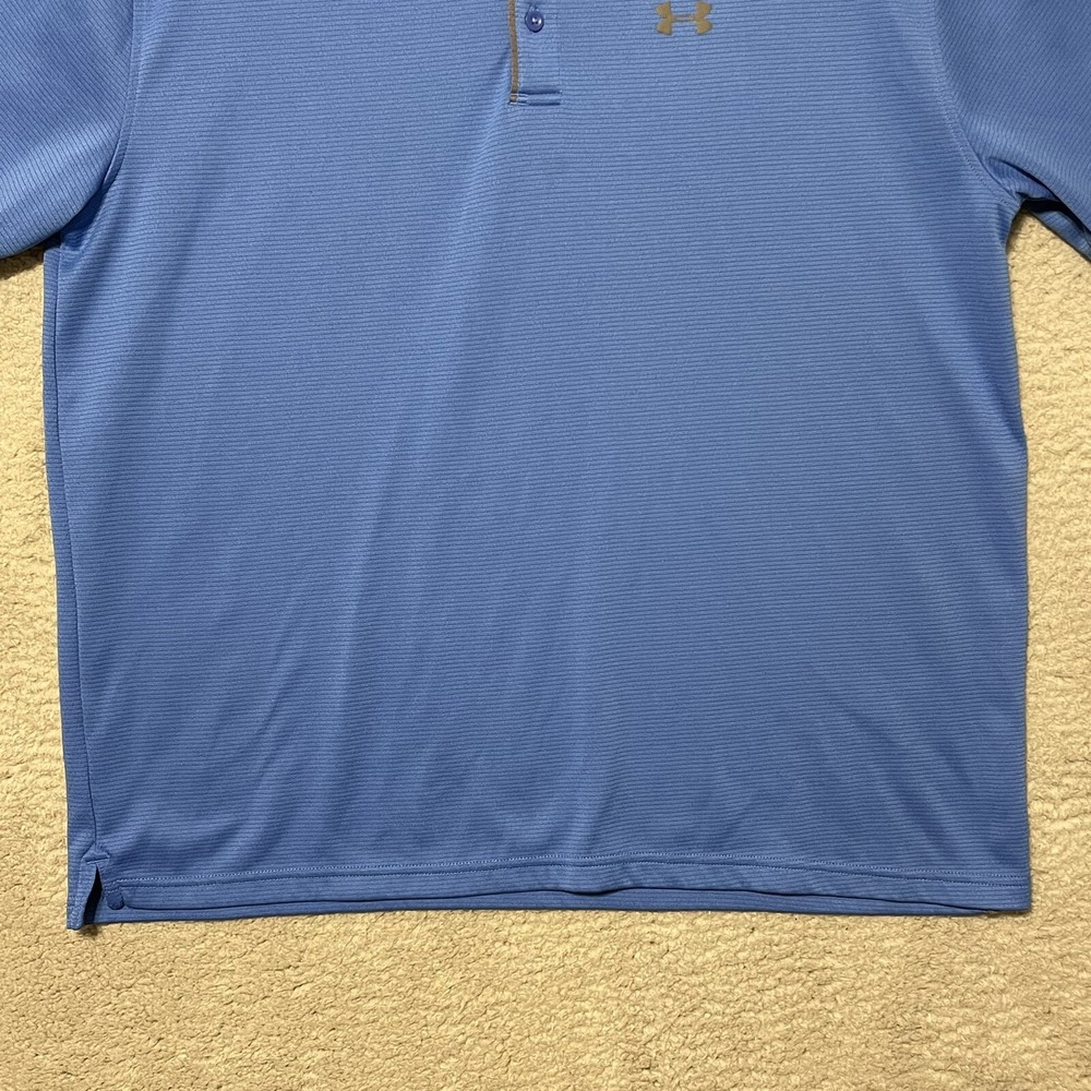 Under Armour HeatGear Polo Shirt Blue Loose Fit 2XL Golf Athletic Mens - Picture 4 of 14